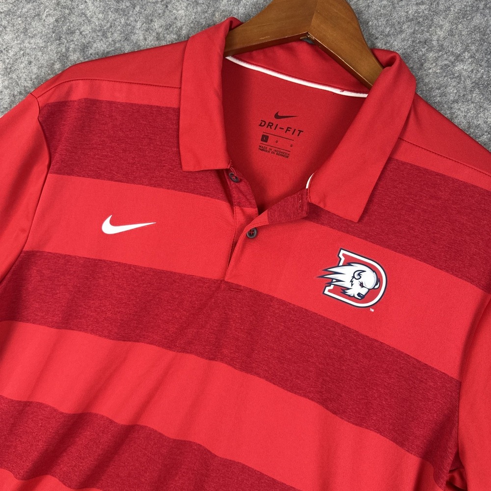 NIKE Dixie State Trailblazers Polo Shirt Mens L Red Striped Utah Tech NCAA